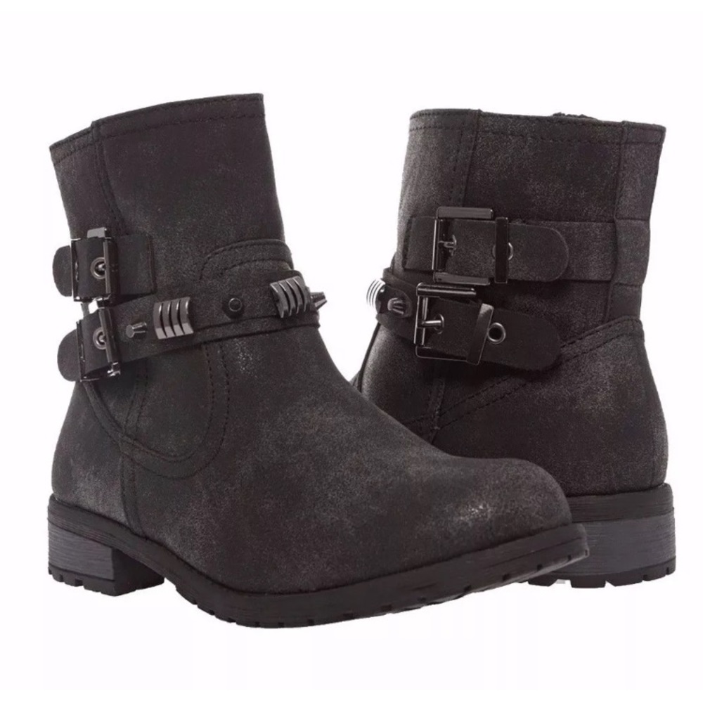 NWB Black Suede Motorcycle Ankle Studded Boots